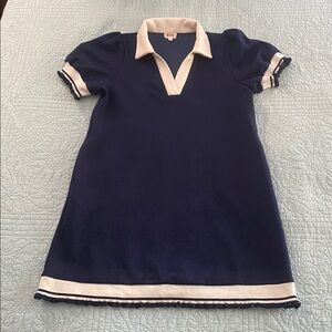 BiBi Blue and White Textured Dress with POCKETS